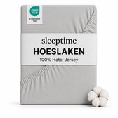 Sleeptime Hotel Jersey Hoeslaken - Eenpersoons 80/90x200 cm - Hoekhoogte 30 cm - Stretchkatoen - Grijs