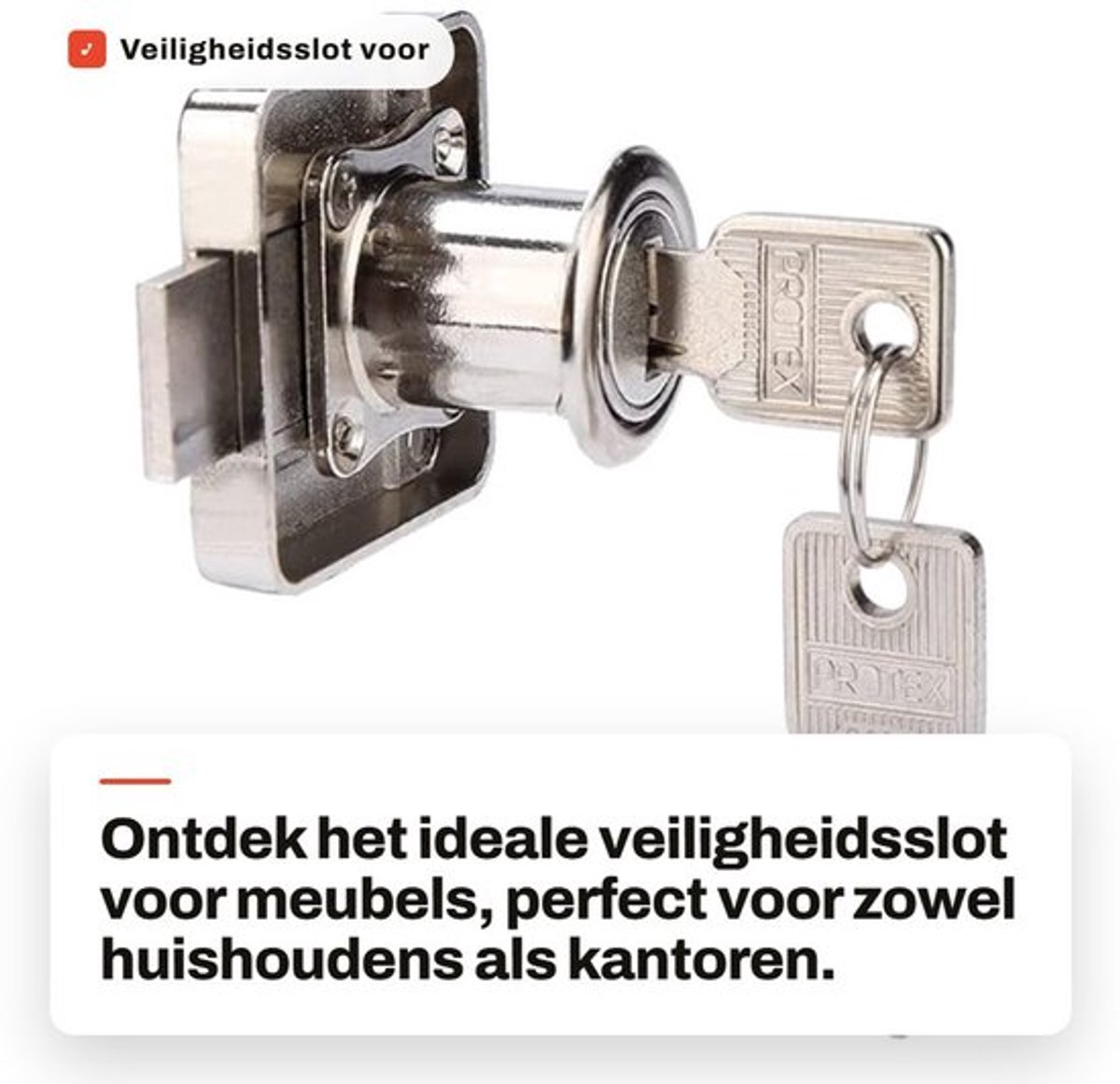 Veiligheidsslot Hoogwaardige Zinklegering - Kastslot - Meubelslot - Enkelpunts Veiligheidsslot - Sleutels - Gatdiameter ca. 1 cm