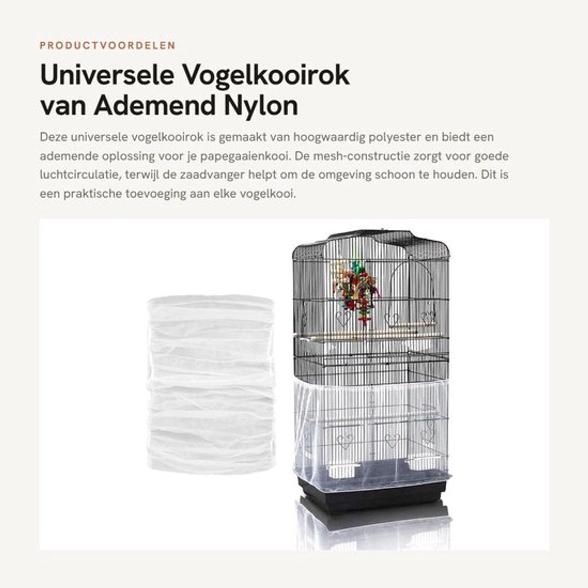 Vogelkooirok Ademend - Universele Vogelkooi Hoes - Stofdicht - Geventileerd - Verstelbaar - Hoogwaardig Polyester - Vogelkooihoes