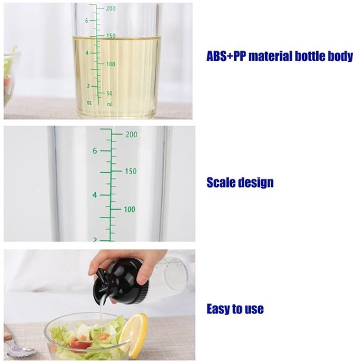 Salad Dressing Shaker 200ml - Lekvrij - Mengfles - Lichtgewicht - Eenvoudig te gebruiken - Hoogwaardige materialen - Dressingfles