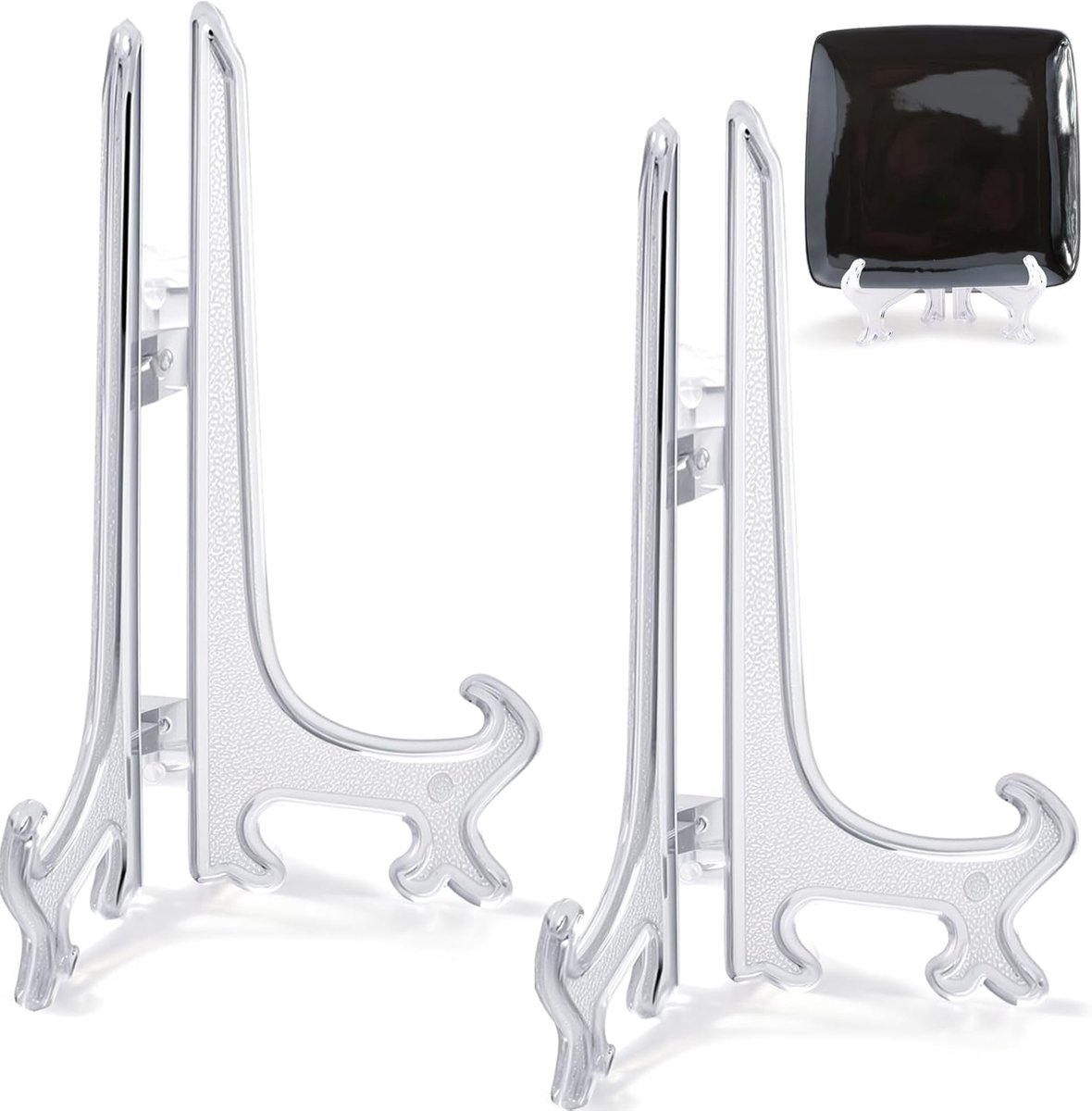 Funzhan 2 stks Clear Acryl Ezels Plastic Plaat Stands Houders Vouw Display Stand Foto Kunstwerk Woondecoratie - 8 Inch - ShopVlot