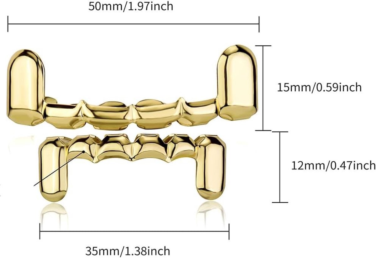 Hip Hop Tanden Grills van 18K Goud voor Mannen en Vrouwen, Sieraden voor Halloween en Cosplay Feestjes, Unieke Accessoire voor een Opvallende Look
