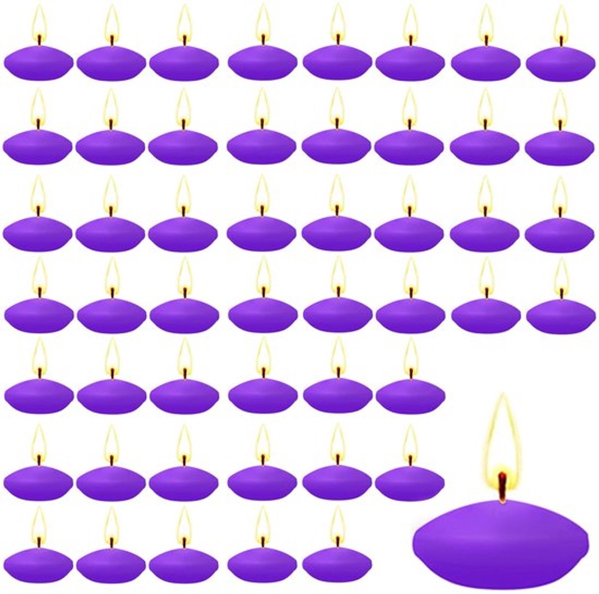 Zwemkaarsen 50 stuks - Paarse Drijvende Kaarsen - Tafeldecoratie - Kerstdecoratie - Bruiloften - Veilig en Rookvrij