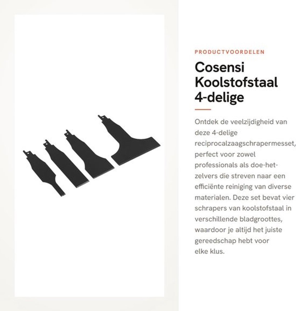 Reciprozaagschrapermesset 4-delig - Hoog Koolstofstaal - Efficiënte Reiniging - Diverse Bladgroottes - Geschikt voor de meeste Merken - Slijtvast en Nauwkeurig - Reinigingsset