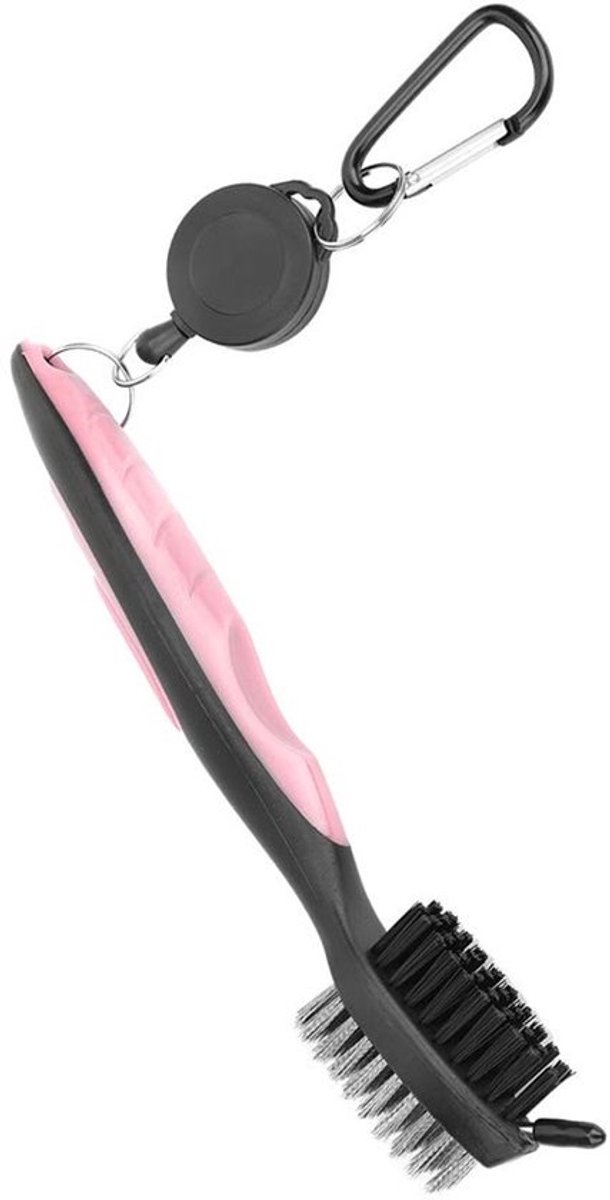 Golf Club Reinigingsborstel - Multifunctionele Borstel - Nylon en staal - Rosa - Reinigingsgereedschap - Geschikt voor clubs en schoenen...