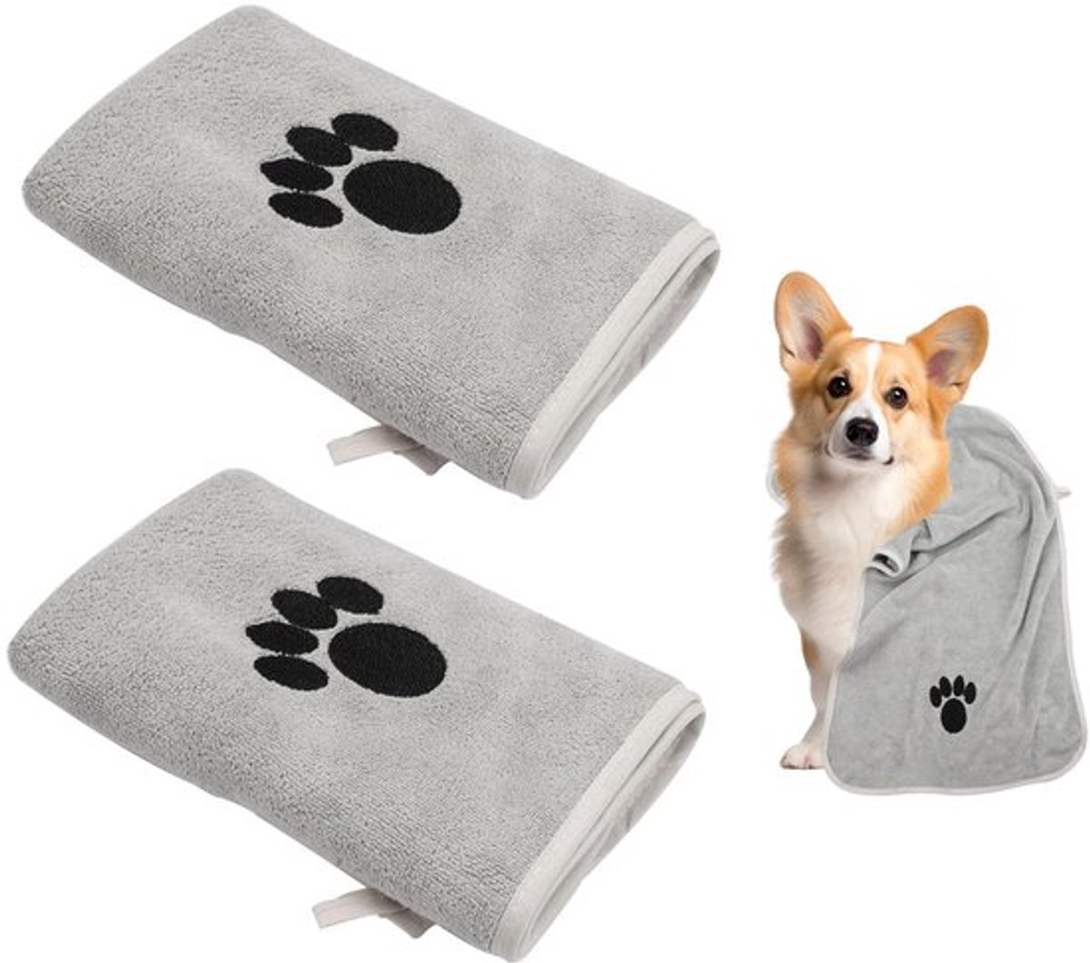 Hondenhanddoek - 2 Stuks - Extra Absorberend - Sneldrogend - Microvezel - 35 x 75 cm - Zacht en Comfortabel - Huisdierhanddoek