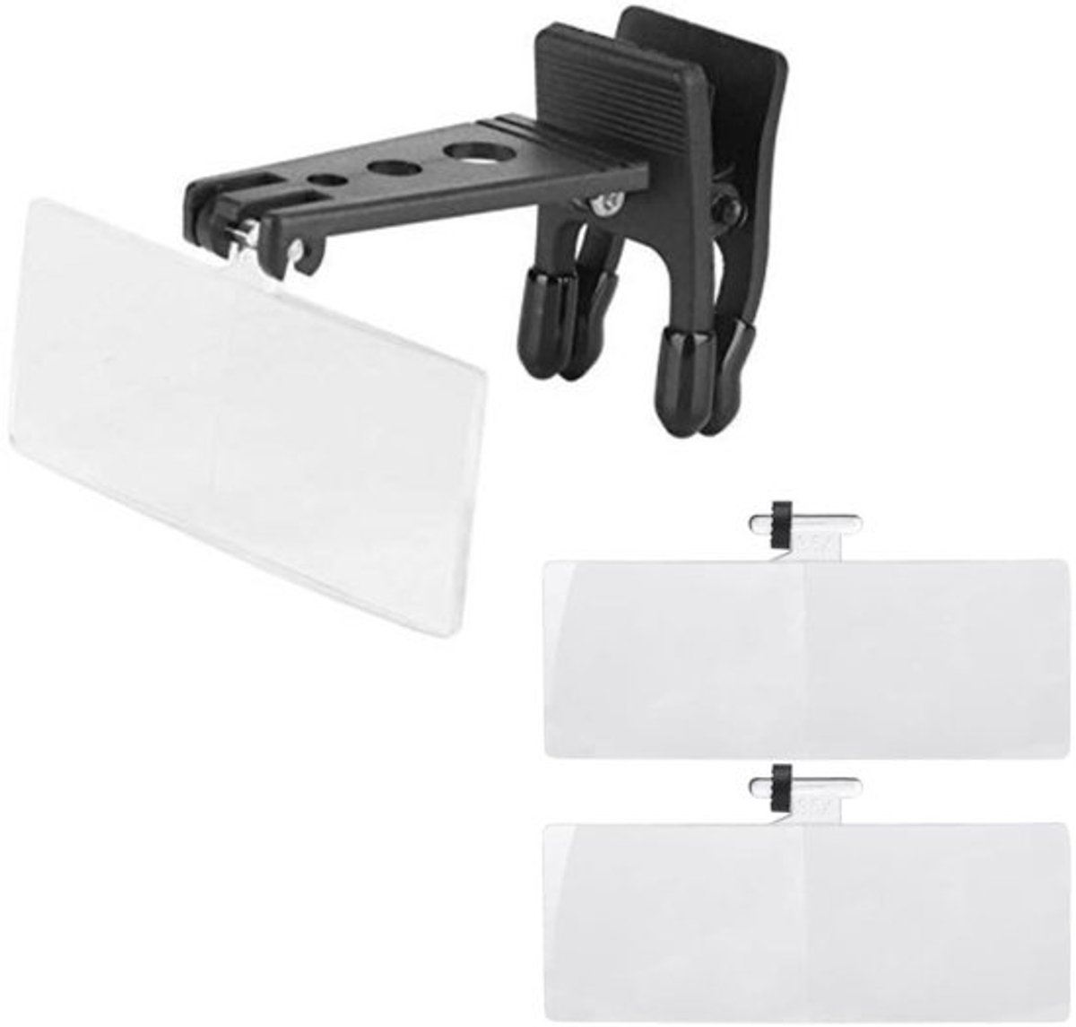 Vergrootglas 1,5x/2,5x/3,5x Vergroting - Clip-on - Kunststof Behuizing - Verstelbare Afstand - Lensgrootte 75x28 mm - Comfortabel Gebruik - Loep