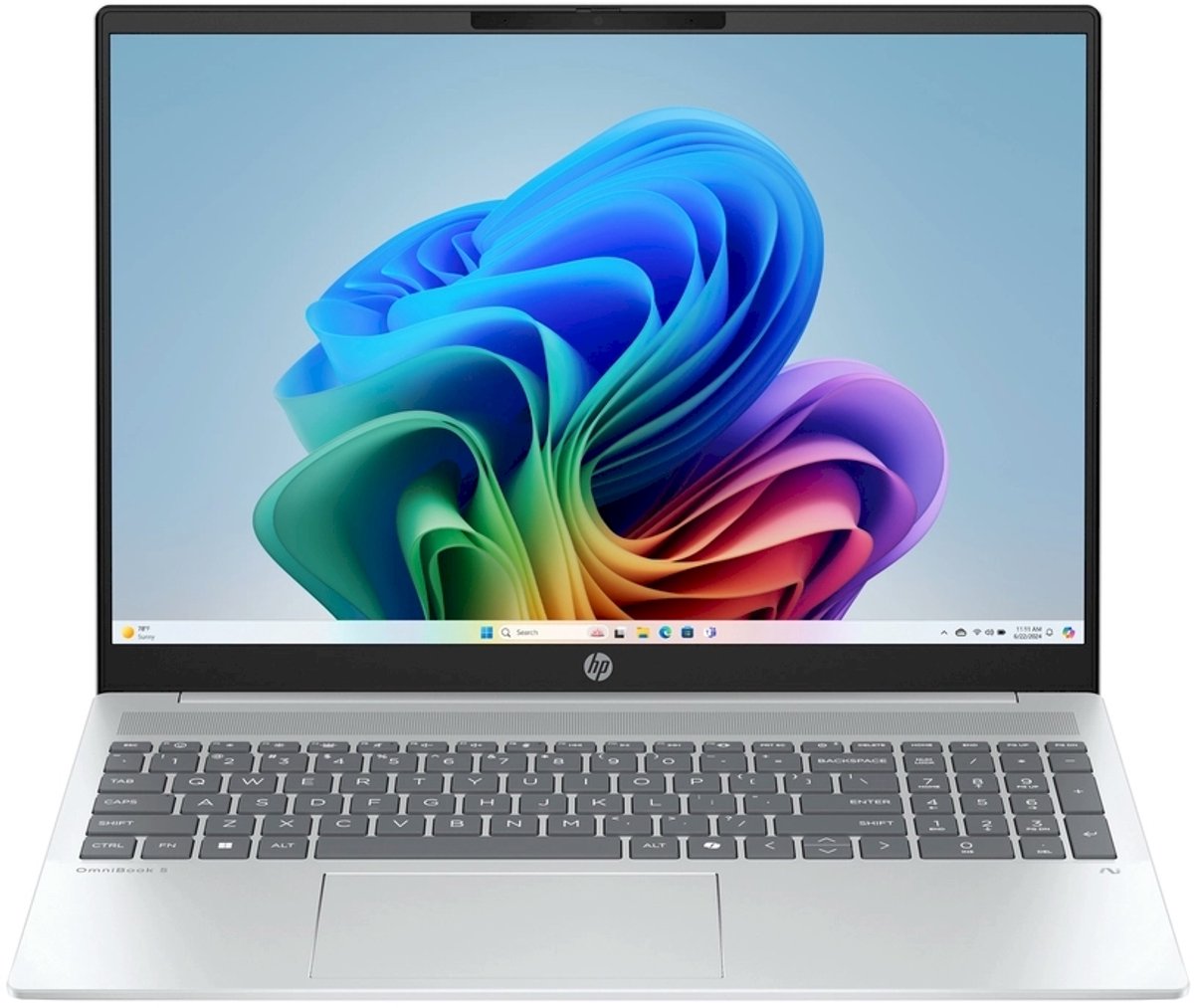 HP OmniBook 5 16-bc1851nd AMD Ryzen™ 5 8540U Laptop 40,6 cm (16") 2K 16 GB LPDDR5-SDRAM 512 GB SSD Wi-Fi 6 (802.11ax) Windows 11 Home Zilver QWERTY