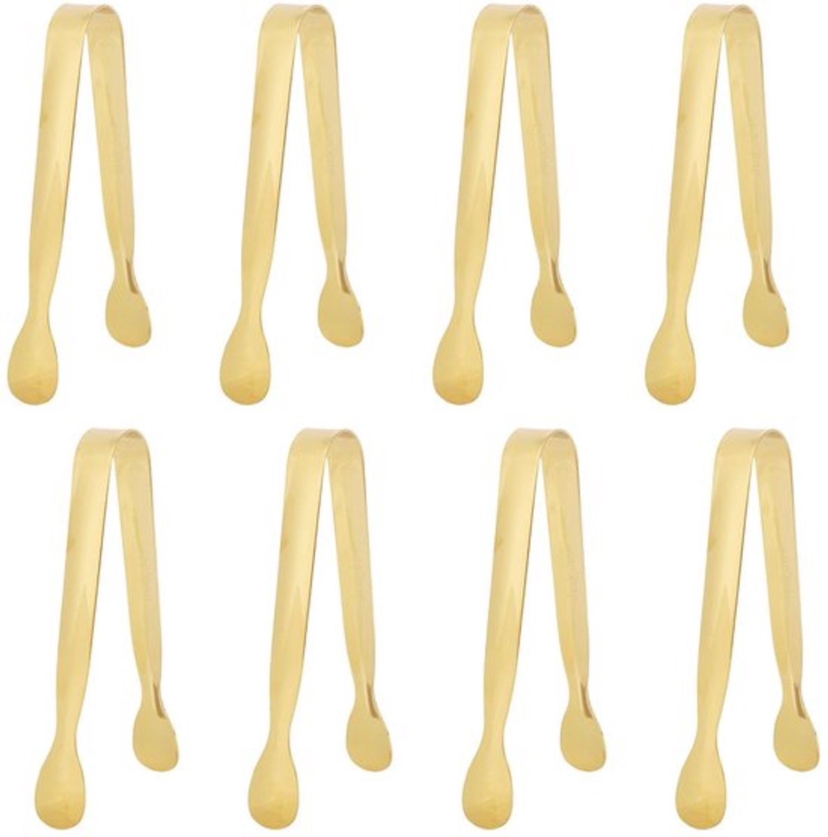 Keukentangen 8 stuks - Mini Tangen 11 cm - Roestvrij Staal 304 - Veelzijdig Keukengerei - Voor Serveren van Voedsel - Gouden Afwerking - Serveertangen