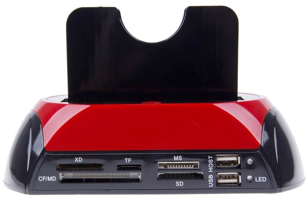 SnelShoppen - Dockingstation voor 2 Harde Schijven 2.5'' 3.5'' SATA IDE E-SATA USB 2.0 3.0 met SD Kaartlezer - Ideaal voor Data Overdracht en Opslag