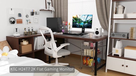 KTC-H24T7-gaming monitor-23,8 inch plat Fast IPS-QHD 2560×1440-overklokt 185Hz-1ms MPRT-HDR400-FreeSync & G-Sync compatibel-VESA 100×100 hoogteverstelbaar