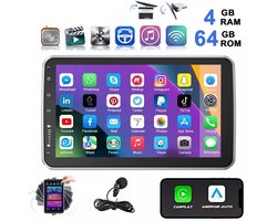 ESSGOO 360° draaibaar scherm 1DIN Autoradio - Draadloos Carplay & Andriod Auto - GPS-navigatiesystem - Android 15 - 4+64G - Microfoon - FM RDS Wifi Bluetooth