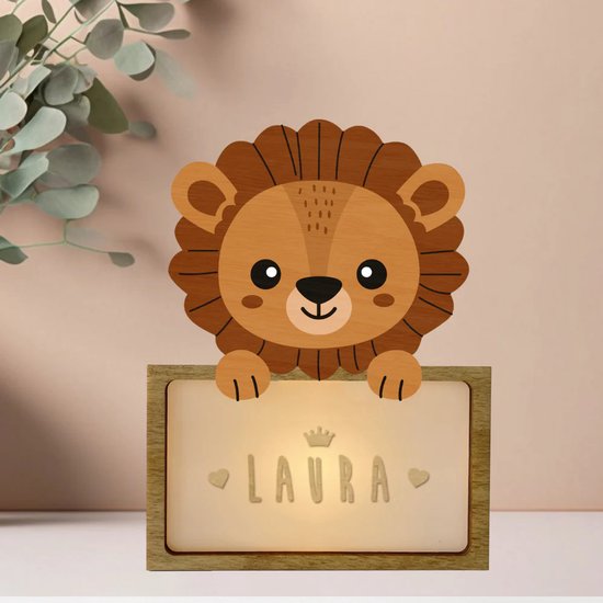 Vintiun lamp - Leeuw - Duurzaam hout - Kinderen & Baby's van Vintiun — afbeelding 2