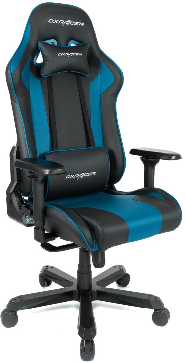 SnelShoppen - Gamingstoel K99 DX Racer - Ergonomische Bureaustoel met Kantelfunctie - Verstelbare Armleuningen 4D - Zwart-Blauw PU - Perfect voor E-Sp