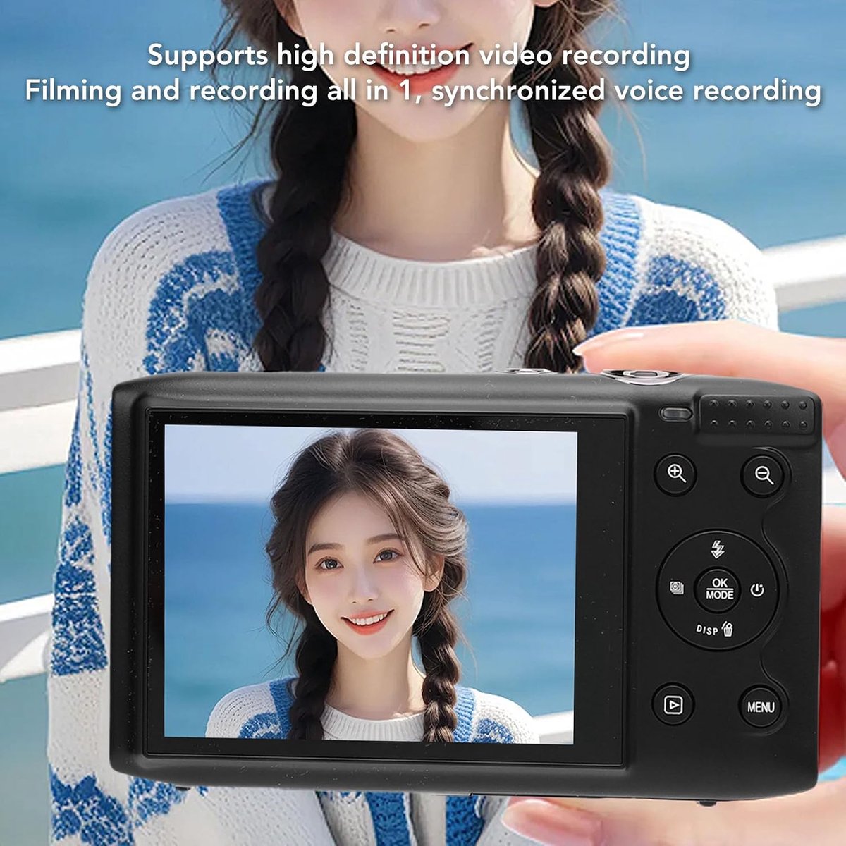 SnelShoppen - Digitale Camera 5K 72MP met WLAN, 16X Digitale Zoom, Auto Focus, Vlogging Camera met 2.8-inch Ultra HD Scherm, Ingebouwde Flitser en Mic thumbnail 4