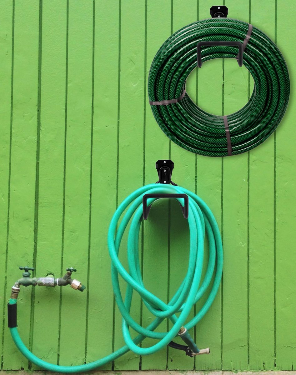 SnelShoppen - Slanghouder Muur Tuinslanghouder Zwart 50kg Draagvermogen voor Tuin Garage Werkplaats - Duurzaam en Functioneel