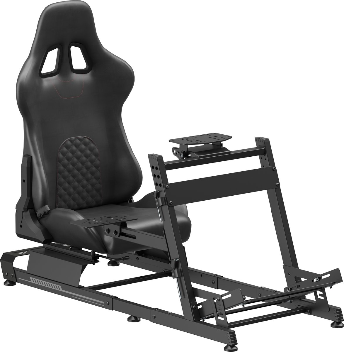 VDD Gaming On Sim Racing Cockpit met shifter houder – Black on Black - Aluminium