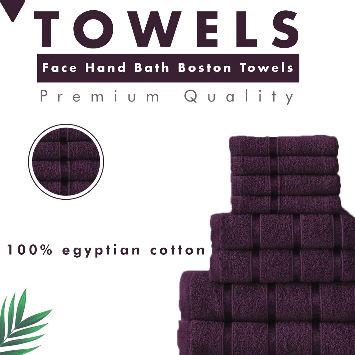 SnelShoppen - 8-delige handdoeken set voor badkamer, ultrazacht 100% Egyptisch katoen, 4x gezichtshanddoeken, 2x handdoeken, 2x badhanddoeken, paars,