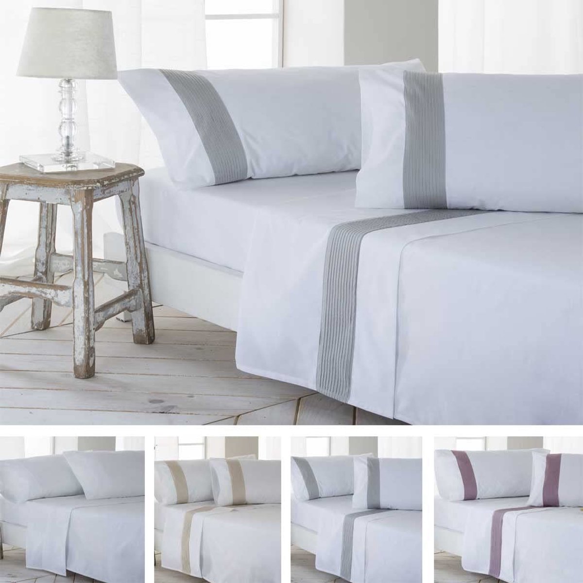 SnelShoppen - Gorbea Beddengoedset Percal 100% Katoen, Draaddichtheid 200 cm, Wit, 200 x 190/200 cm, Luxe en Comfortabel voor Elk Seizoen