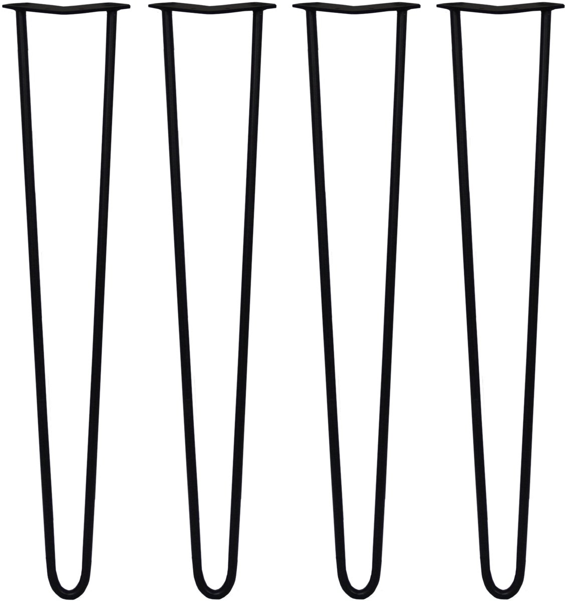 MonsterShop Skiski hairpin tafelpoten - zwart - 4x71cm - 2 staven 12 mm