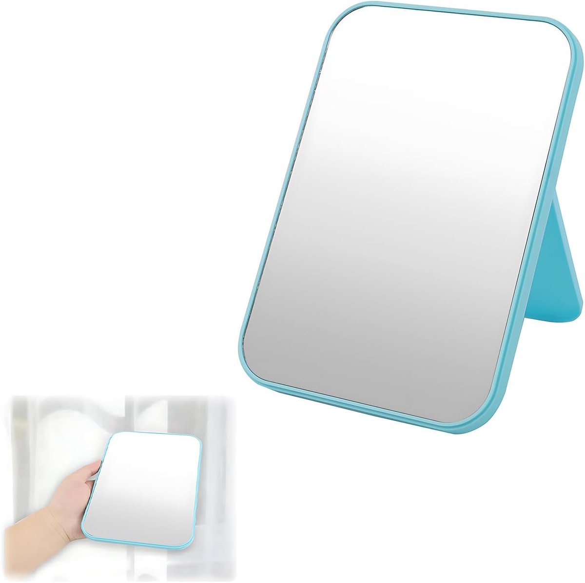 EceoThsy Spiegel tafelspiegel met opvouwbare houder – handsfree en handheld make-up spiegel voor thuis, op reis en - ShopVlot