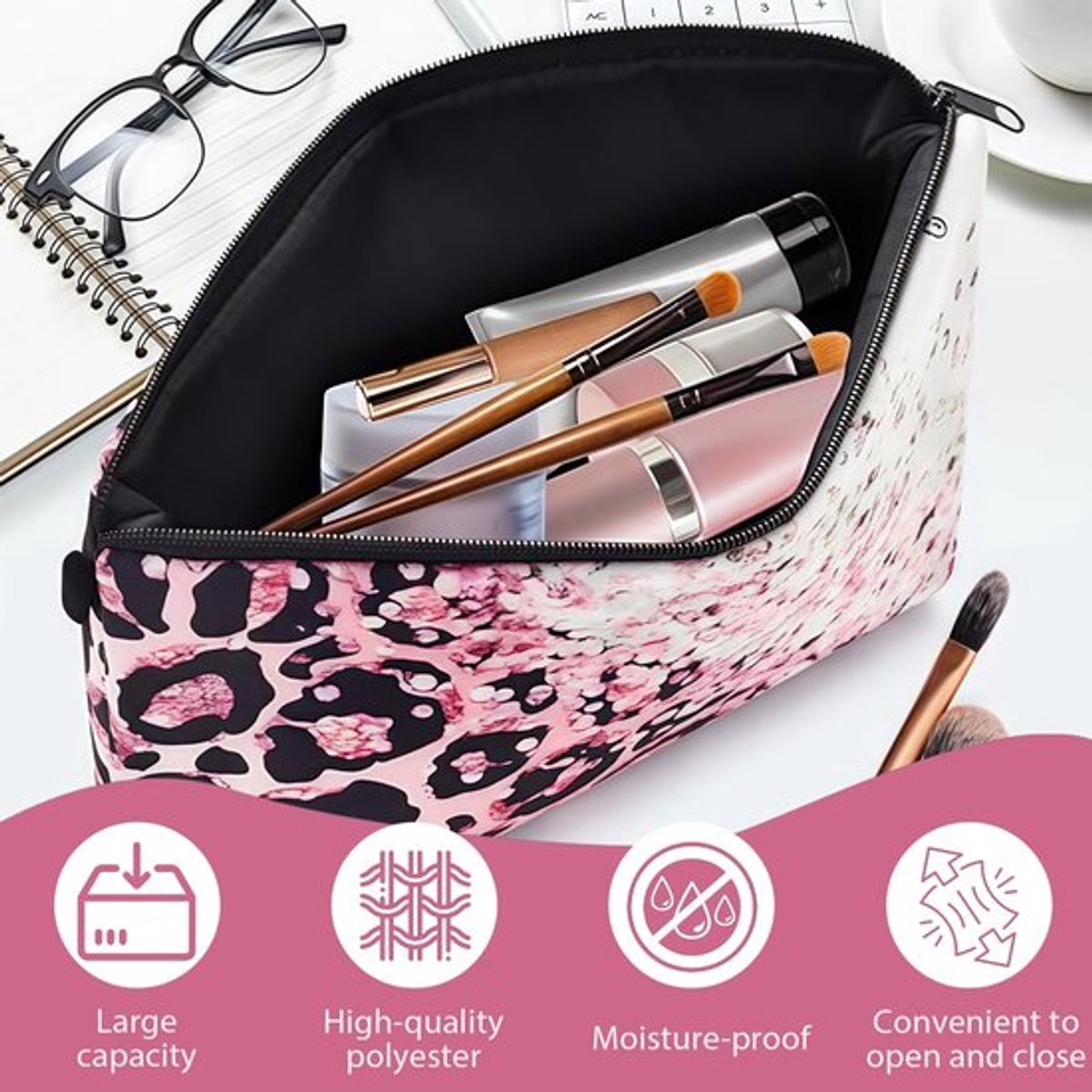 Make-up Tas Modieus Ontwerp - Kosmetiektas - Toilettas - Organizer - Duurzaam Polyester - Metalen Rits - Cosmetica Tas