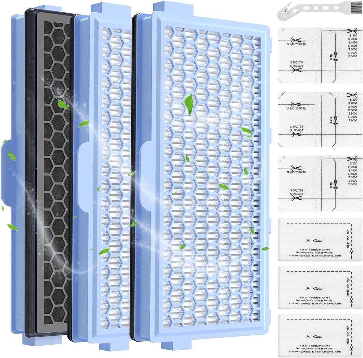 SnelShoppen - 3 Sets Vervangfilters voor Stofzuiger - HEPA Filters, Motorbeschermfilters & Afvo filters - Compatibel met Diverse Miele Stofzuigers