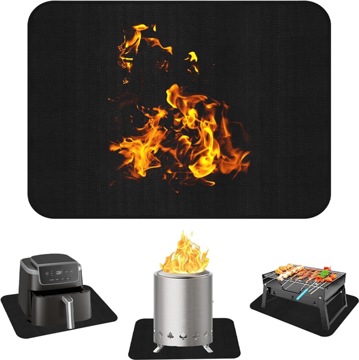 1 stuk - Warmte-isolerende mat - Hittebestendige aanrechtmat - Bureaubeschermer - BBQ-mat - Brandwerend, waterdicht en oliebestendig - Gemakkelijk schoon te maken - Geschikt voor airfryers, ovens, bakplaten, fornuizen, enz. - 60*80 cm - Zwart