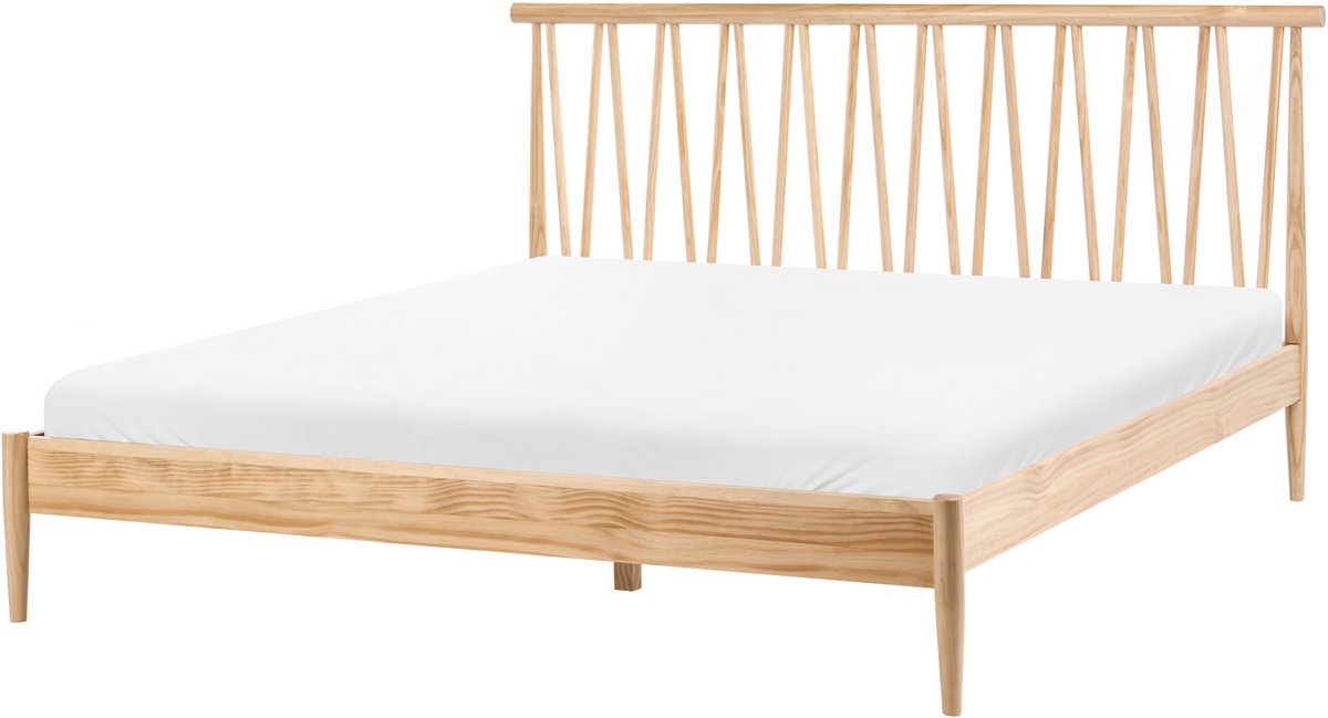 URDOS - Tweepersoonsbed - Lichtbruin - 180 x 200 cm - Grenenhout