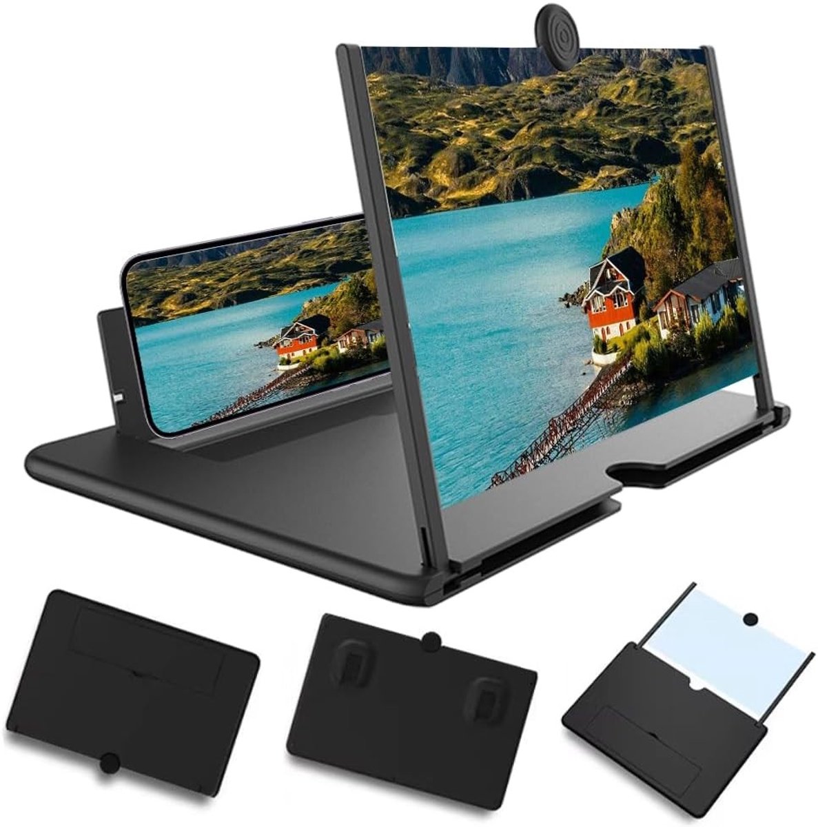Mobiele Telefoon Vergrootglas, 3D HD Projector Scherm Vergroter voor Films, Video's en Games, Opvouwbare Telefoonstandaard met Schermversterker, Universeel Compatibel met Alle Smartphones