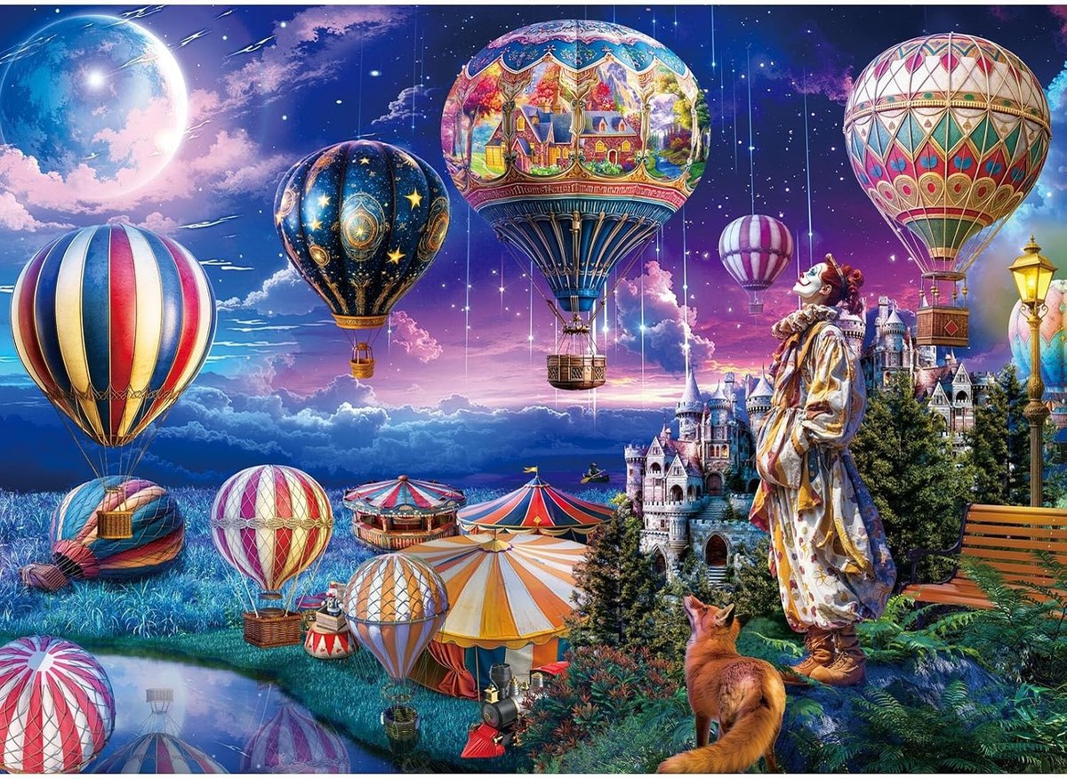 1000 stukjes puzzel van een tovercircus met matte oliedruk | Oogvriendelijk, stofvrij en uitstekende grip voor uren puzzelplezier