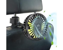 GELLDG USB-autoventilator voor de achterbank – 360° draaibaar, 3 snelheidsstanden – Krachtige en stille 5V-ventilator – Geschikt voor auto's, thuis en op kantoor – Geschikt voor 12V-vrachtwagens, campers, boten en aanhangers