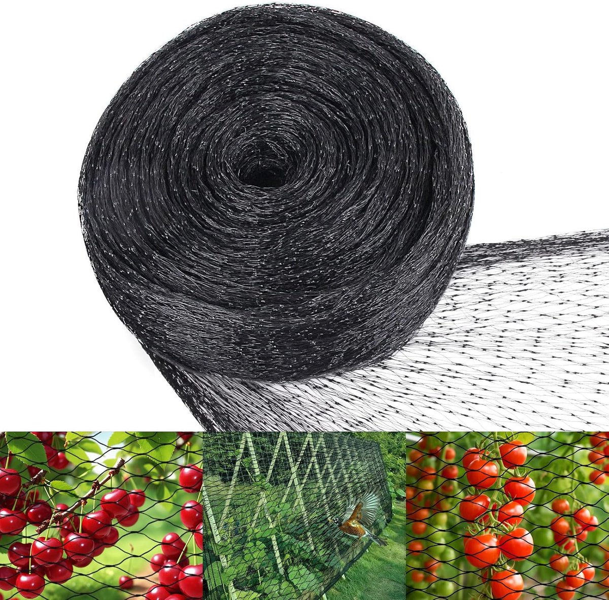Plantenbeschermingsnet - 4 X 6 M - Vogelnet - Herbruikbaar - Voor Vijvers, Groentetuinen, Bloemen, Struiken, Fruitbomen - Zwart