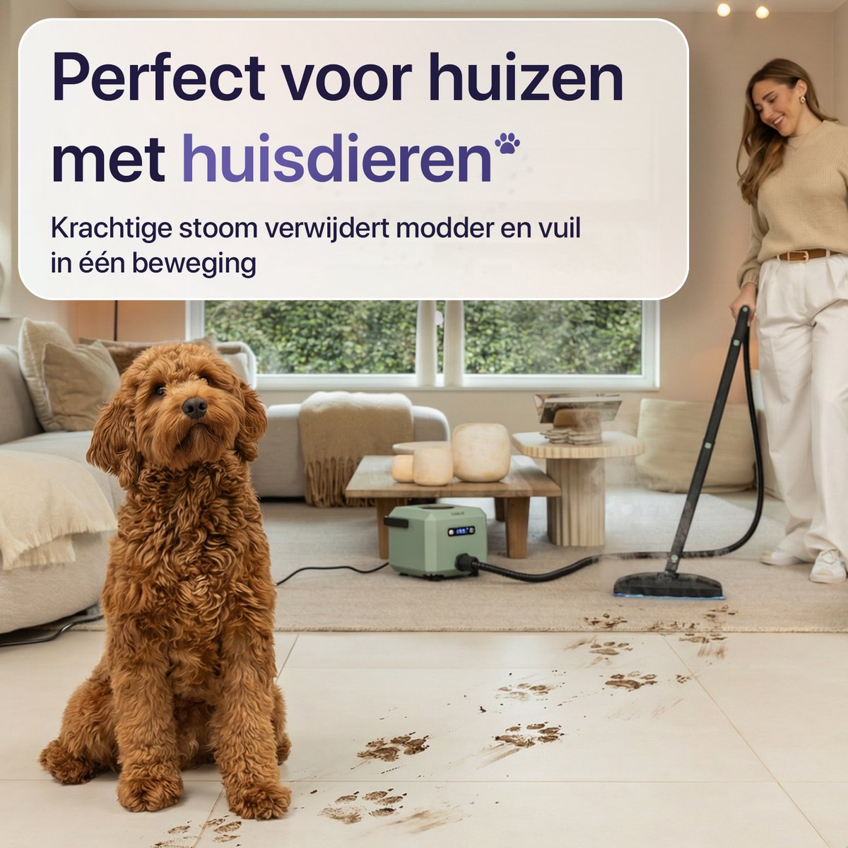 LUMAN Stoomreiniger MAX – 2600W - 60 min Stoomtijd - 2.5L Watertank – Handstoomreiniger & Tapijtreiniger - Groen thumbnail 5