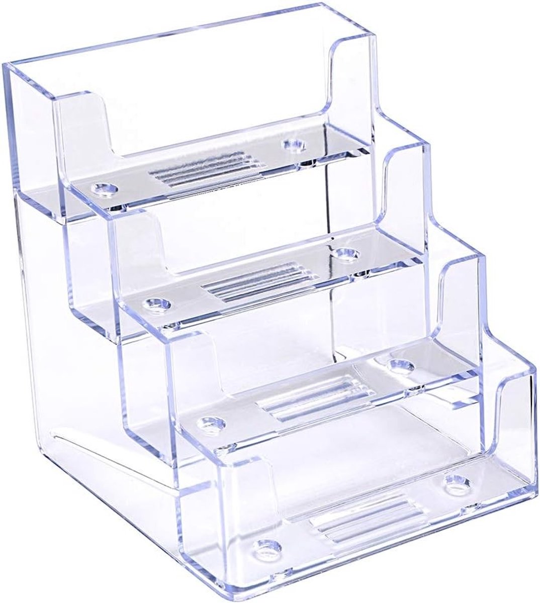 2 Stuks Acryl Visitekaartjeshouders - 4 Pocket Desktop Duidelijke Kaartenstandaards voor Bureau - Organisator voor Kantooraccessoires en Indexkaarten