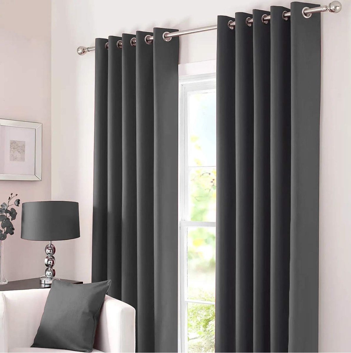 SnelShoppen - Verduisterende Thermische Gordijnen met Oogjes en Tiebacks - Geïsoleerd, Houtskoolgrijs, 46" x 72" - Perfect voor Woonkamer, Slaapkamer