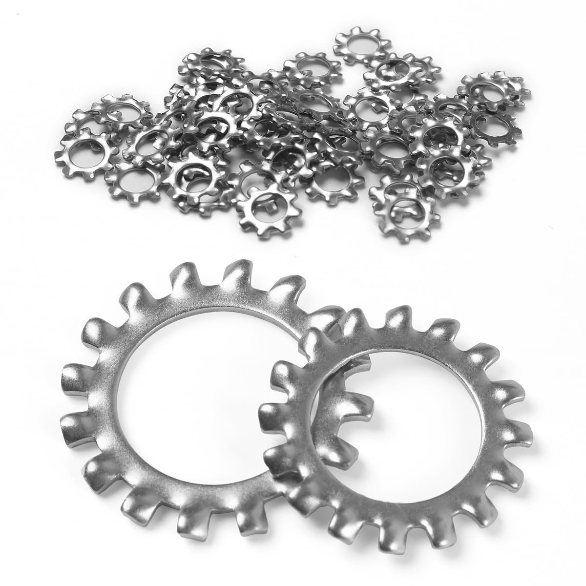 Set van 50 M10 tandheelkundige schijven, veiligheidsdisc, knurled buitenkant, roestvrij staal 304, diverse schijven voor bevestiging, veerschijven voor schroefbevestiging, hoogwaardig assortiment