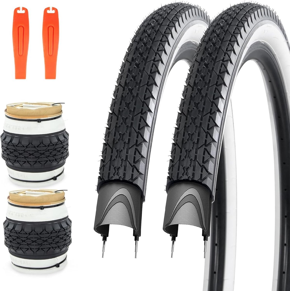 Set van 24/26 inch Fietsbanden met Witte Wand - Vervangingsbanden voor Strandcruiser Fiets, Duurzaam en Comfortabel