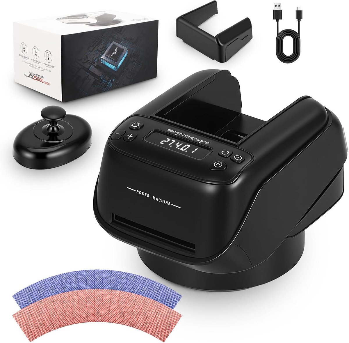 SnelShoppen - Automatische kaartgever voor 8 spelers - 360° draaibaar, 4 kaartdecks capaciteit, swing- en diagonaalmodus voor Poker, UNO, feest, gezel