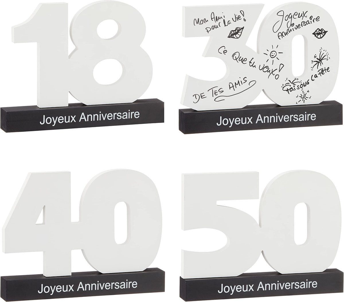 SnelShoppen - MC-Trend XL Gastenboek 50e Verjaardag - Creatief DIY Cadeau - Houten Gastenboek Happy Birthday - Perfect voor Feest, Frankrijk Thema, 50