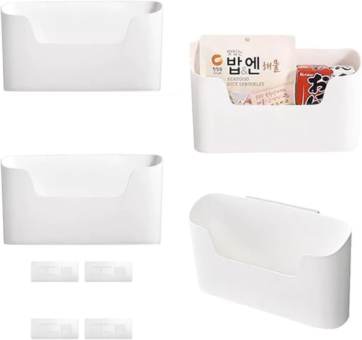 Opbergbox voor keukenkastdeur - Zelfklevende kastdeurorganizer zonder boren, wandgemonteerde plank voor specerijen, afstandsbedieningen en kleine accessoires, set van 2 stuks