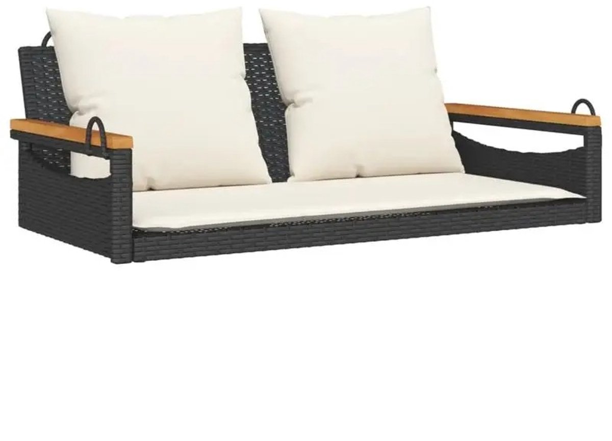 Emvae Tuinbank - Schommelbank - Hangbank - Polyrattan Tuinbank - 109x62x40 cm - Zwart