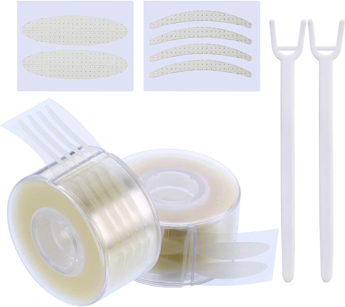 1200 Stuks Onzichtbare Dubbele Ooglid Tape - Dubbele Ooglid Stickers met 2 Haringstokken in Beige voor Natuurlijk Effect