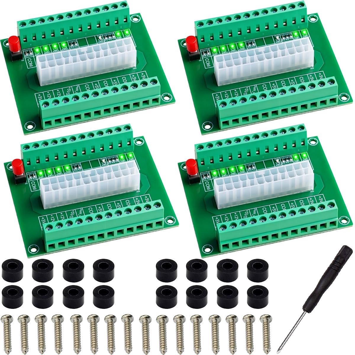 Diagnosemodule voor ATX-bron met Breakoutboard, 24/20-polig, 3,3 V/5 V/12 V, inclusief drukknopschakelaar, schroevendraaier en nylon afstandhouders voor PC DIY projecten