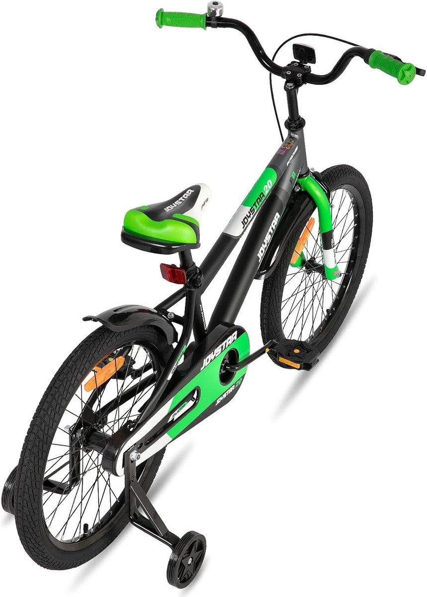 Kinderfiets 20 inch voor Jongens en Meisjes (8-11 jaar) met Zijwieltjes en Standaard - Groen
