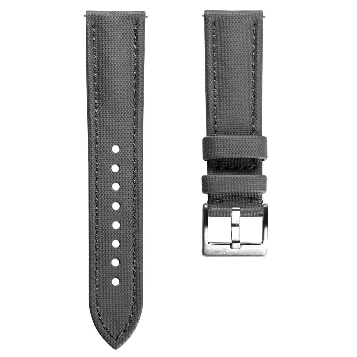 SnelShoppen - WatchGecko Atlas zeildoekband 18mm Grijs - Duurzaam, Waterbestendig, Perfect voor Horloges, Sport, Avontuur, Casual en Feestelijke Geleg