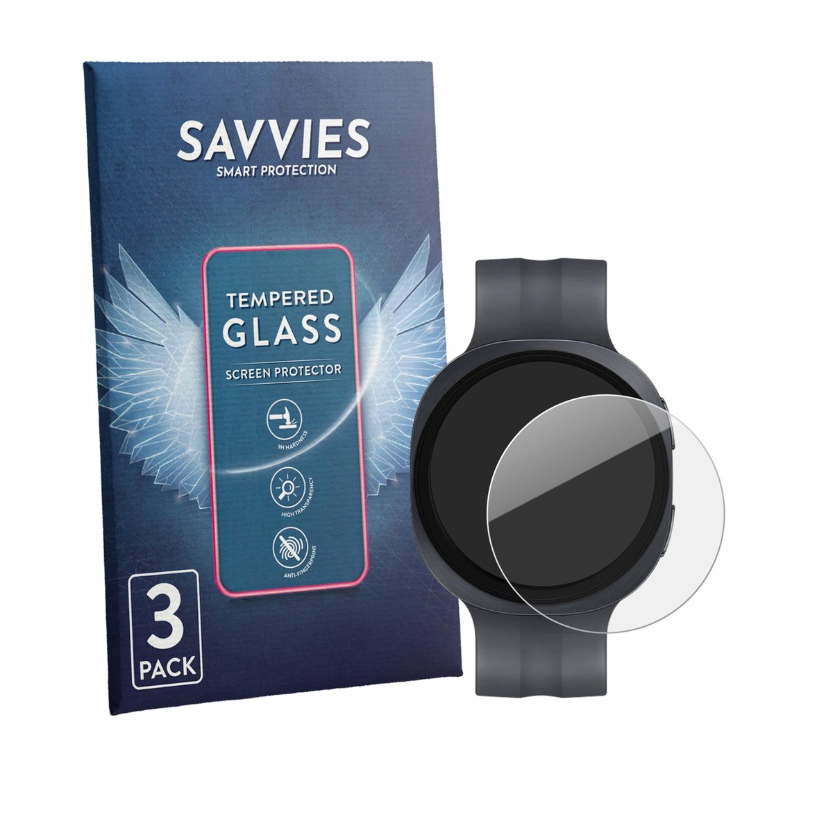 Savvies - Glas Screenprotector voor Samsung Galaxy Watch 9 (44 mm) - Gehard Beschermglas 9H 3 Stuks