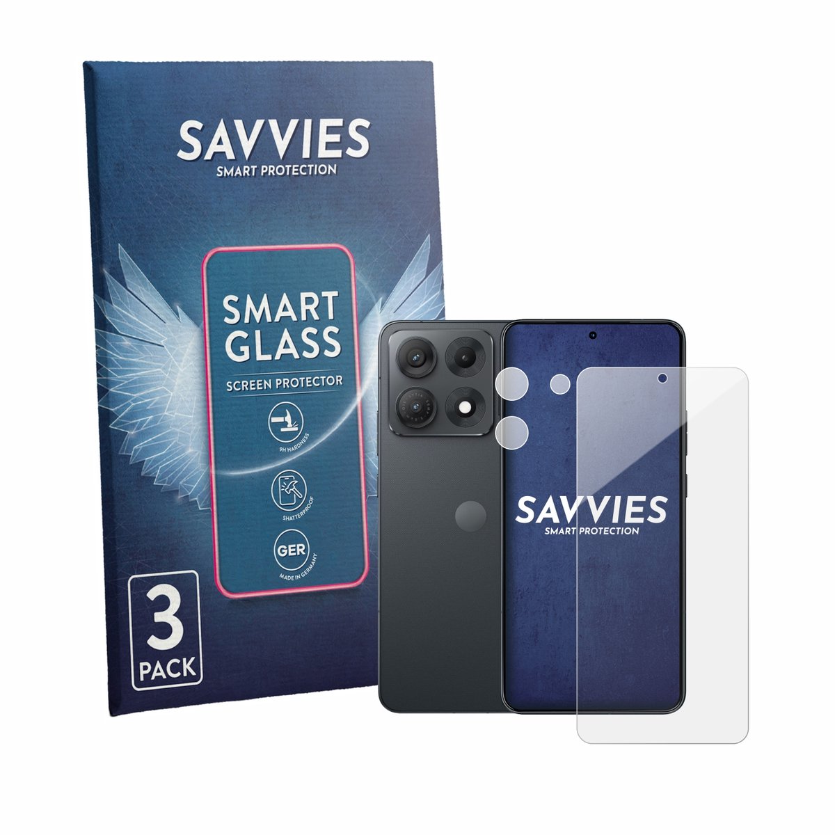 3 Stuks Savvies Screenprotector - geschikt voor Motorola Edge 70 Max (Voor+Camera) - beschermfolie glas transparant