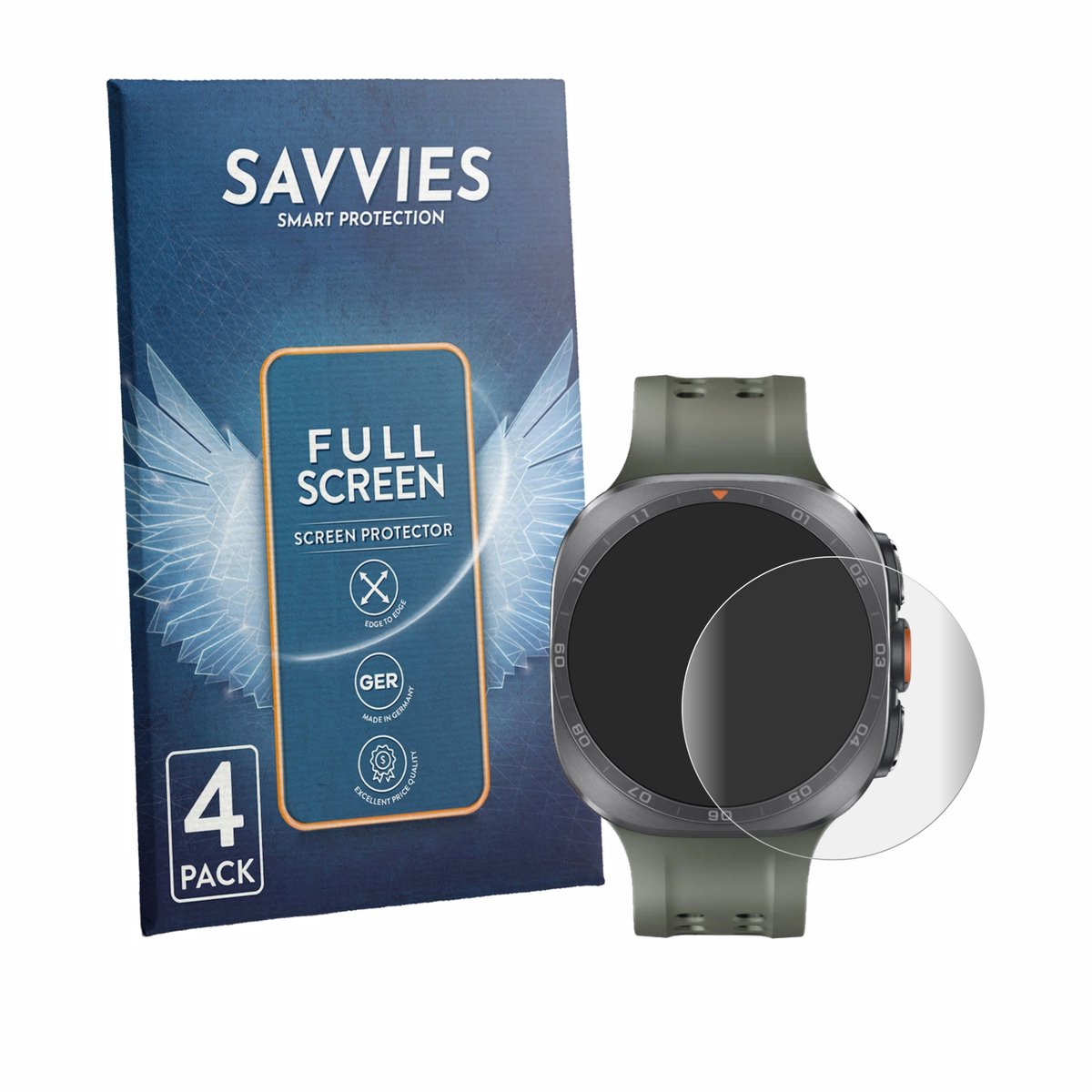 Savvies - Screenprotector voor Samsung Galaxy Watch Ultra 2 (47 mm) - Folie Beschermfolie transparant volledig dekking 4 Stuks
