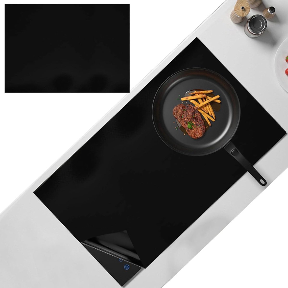 Beschermmat voor Inductiekookplaat van Zwart Silicoon - 90 x 60 cm - Krassenbescherming en Warmtebestendig Accessoire voor Koken